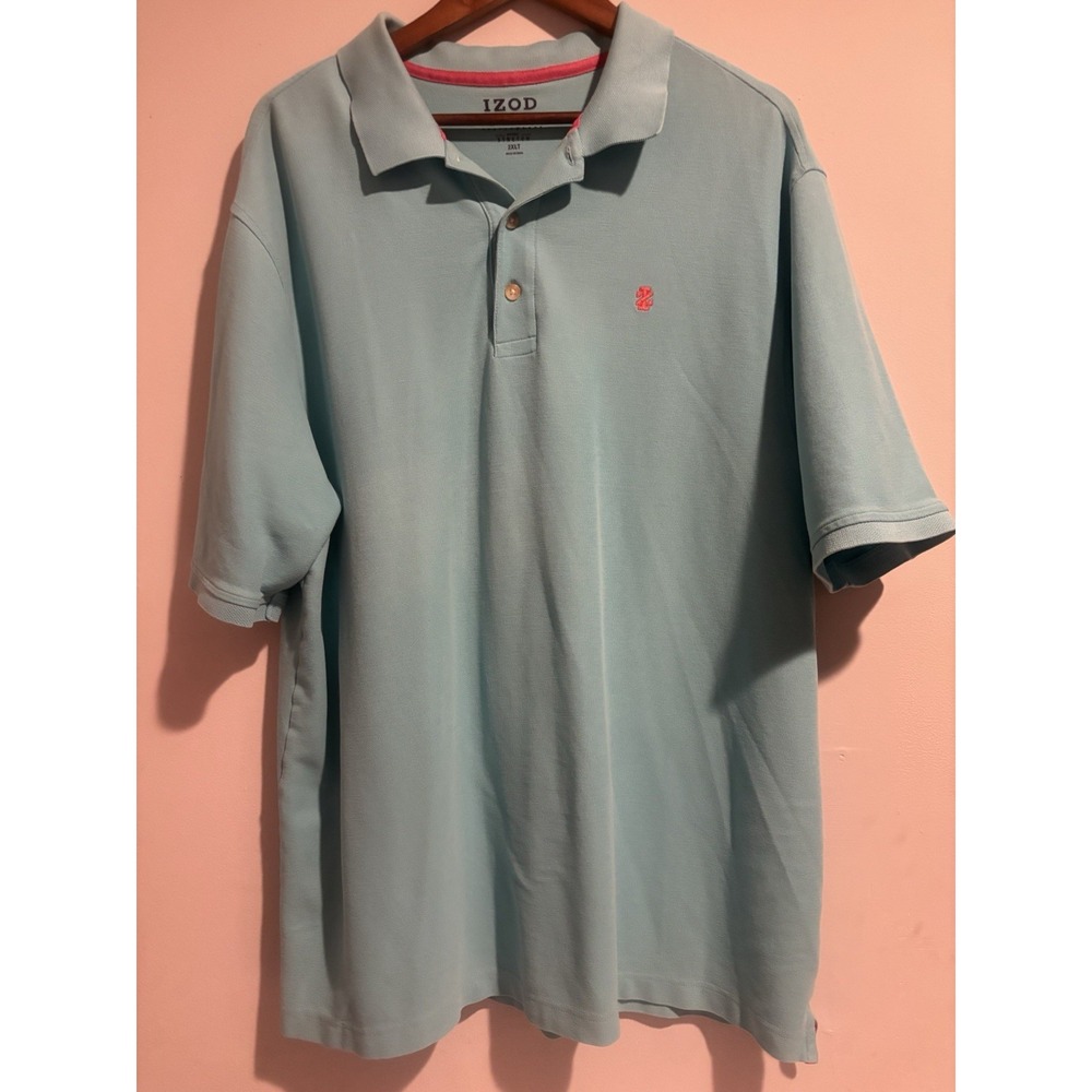 Izod Polo Shirt Mens Size 2XLT Big & Tall Blue Turquoise Golf Short‎ Sleeve